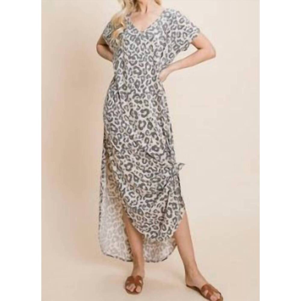NEW VANILLA BAY lazy dayz leopard lounge dress in leopard